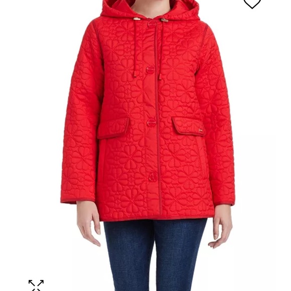 Kate Spade Red Flower A-Line Quilted Jacket NWOT - Picture 6 of 7
